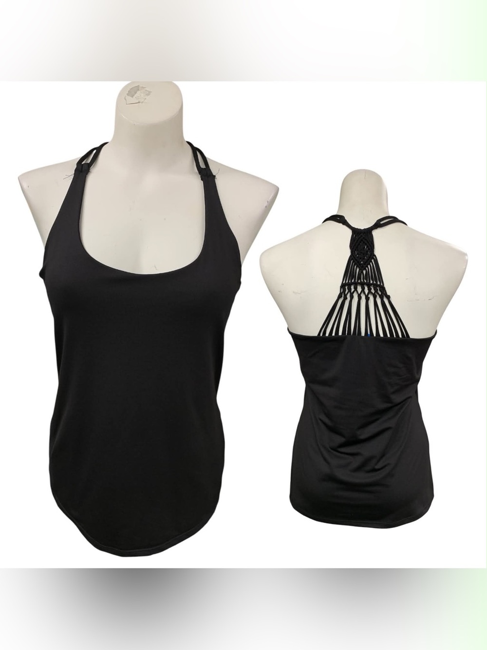 Lucky in Love NWT Black Macrame-Back Tank Top Size M